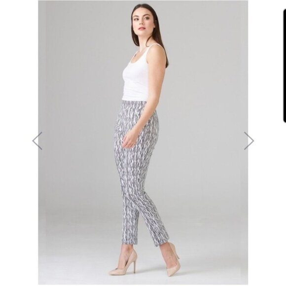 Joseph Ribkoff Black & White Striped Stretch Pullon Pants Size 10 - Picture 2 of 14